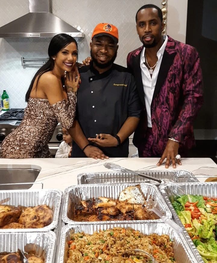 Chef Jerome serving a private dinner with formally dressed guests